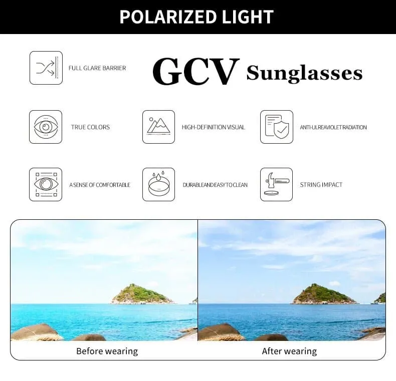 Rectangular Polarized Sunglasses for Women | UV400 Protection, Mirrored & Photochromic Lenses | GCV