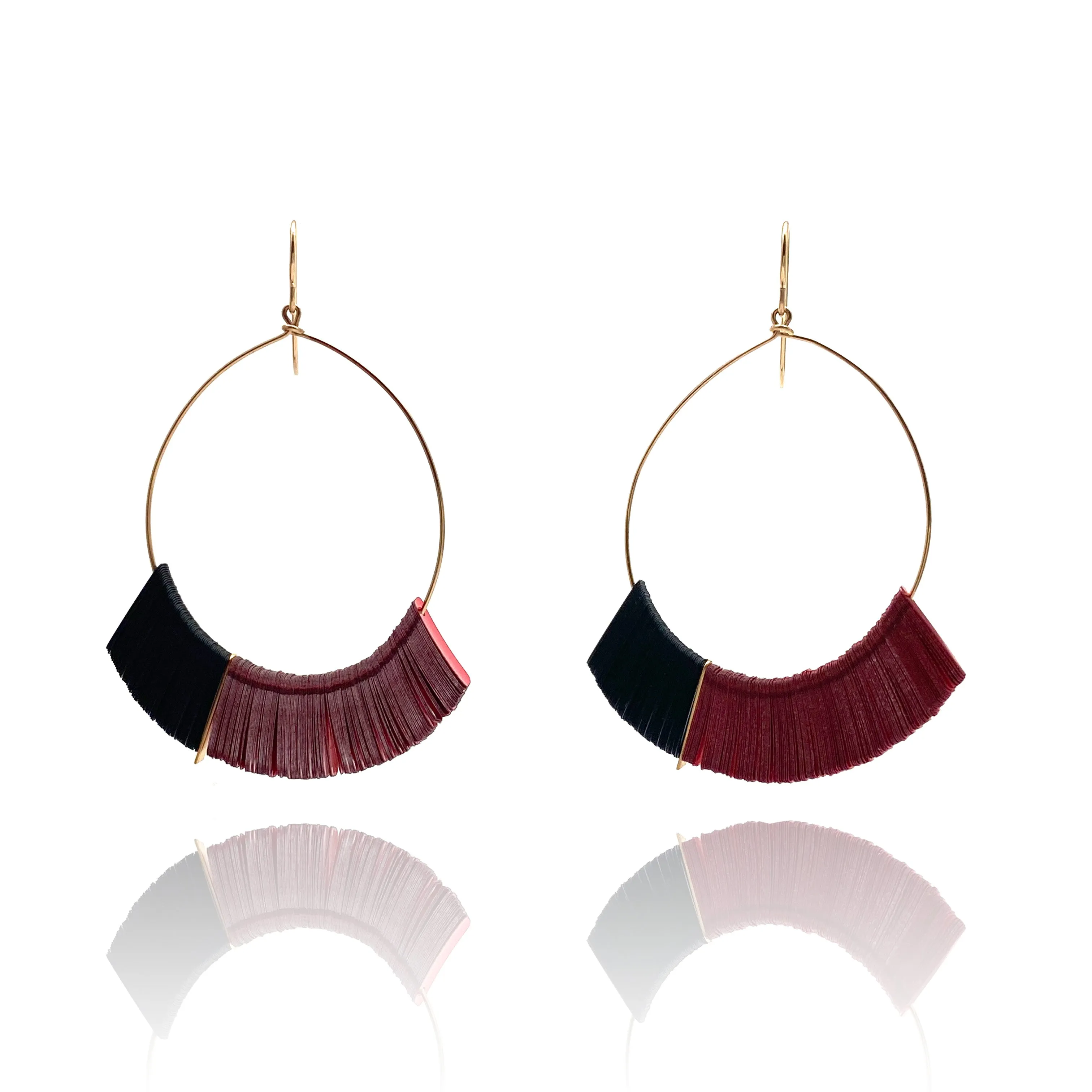 Red and Black Tassel Sequin Earrings