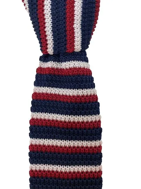 Red, White & Blue Pin Striped Knitted Tie