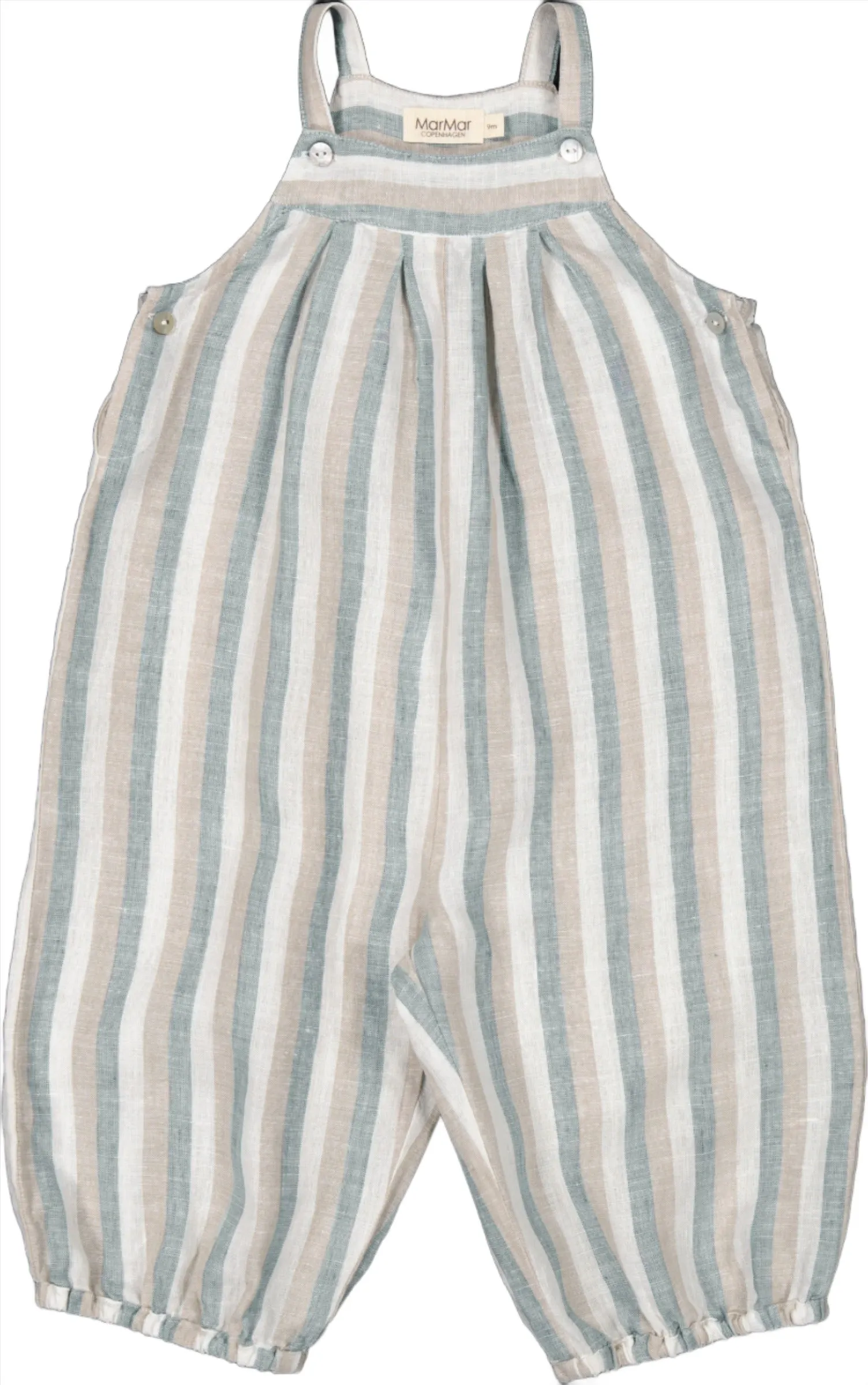 Reese Fine Linen Romper | Dusty Blue Stripe