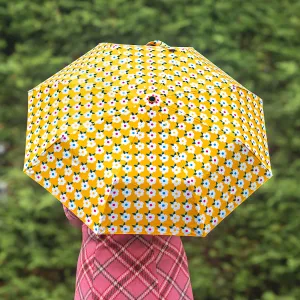 Retro Floral Design Umbrella Honey Yellow - Enamelhappy