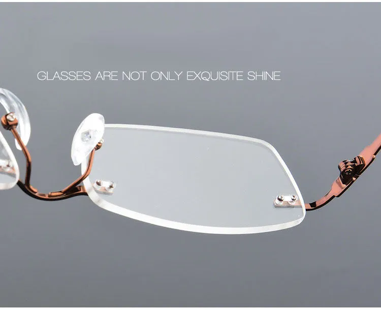 Reven Jate Men's Rimless Square Titanium Eyeglasses 633