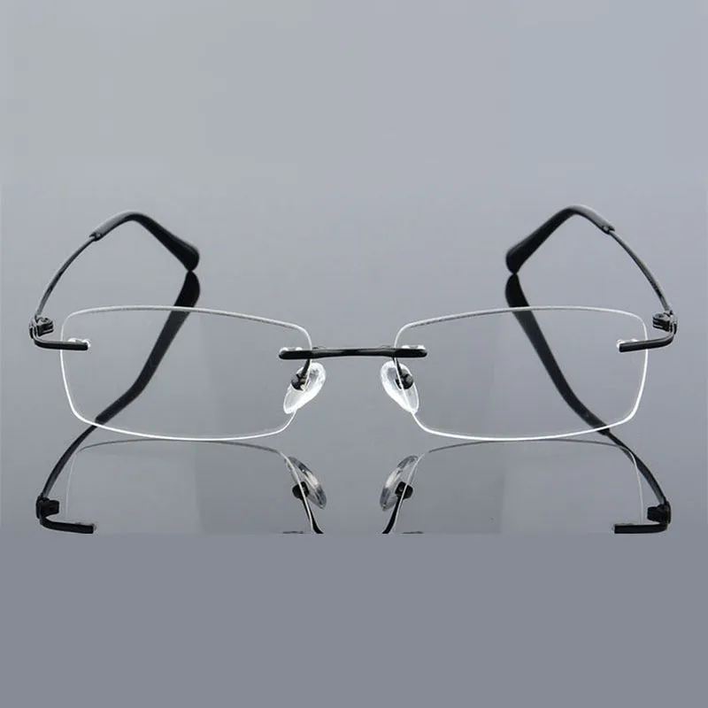 Reven Jate Men's Rimless Square Titanium Eyeglasses 633