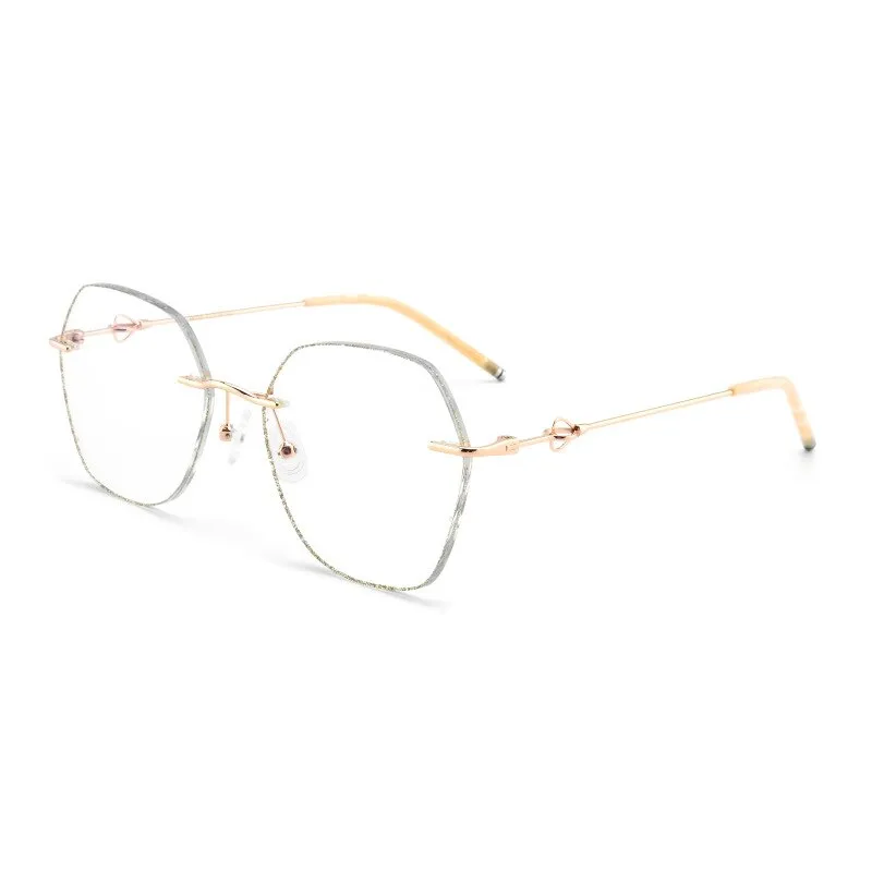 Reven Jate Women's Eyeglasses Alloy Rimless Diamond Cutting 88359