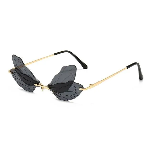 Rimless Dragonfly Wing Sunglasses For Women Vintage Sunglasses