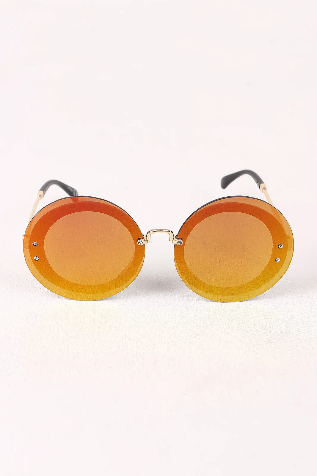 Rimless Round Mirrored Sunglasses