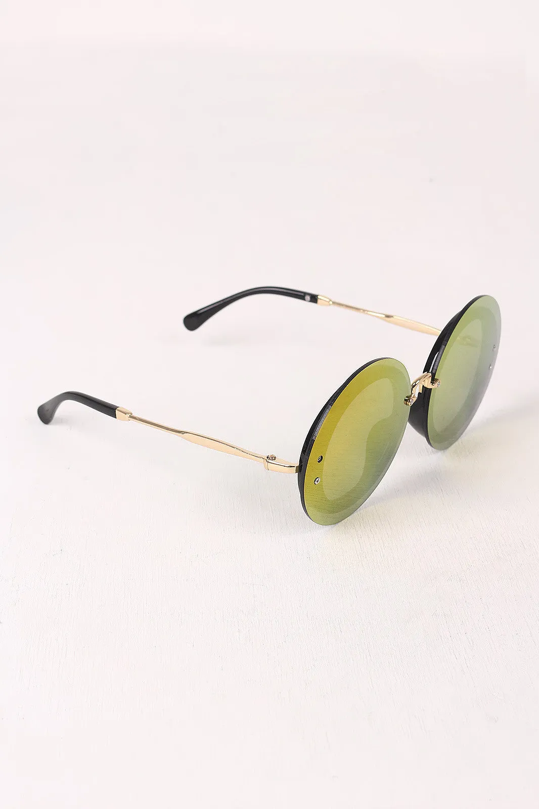 Rimless Round Mirrored Sunglasses