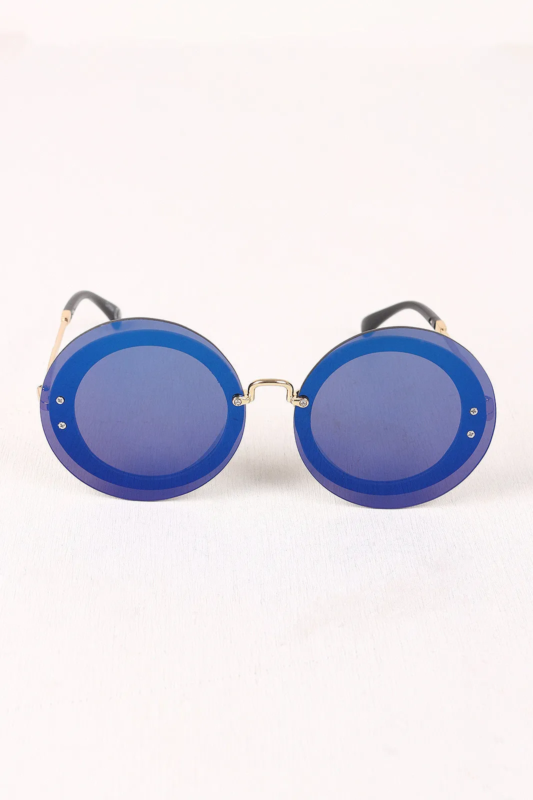 Rimless Round Mirrored Sunglasses