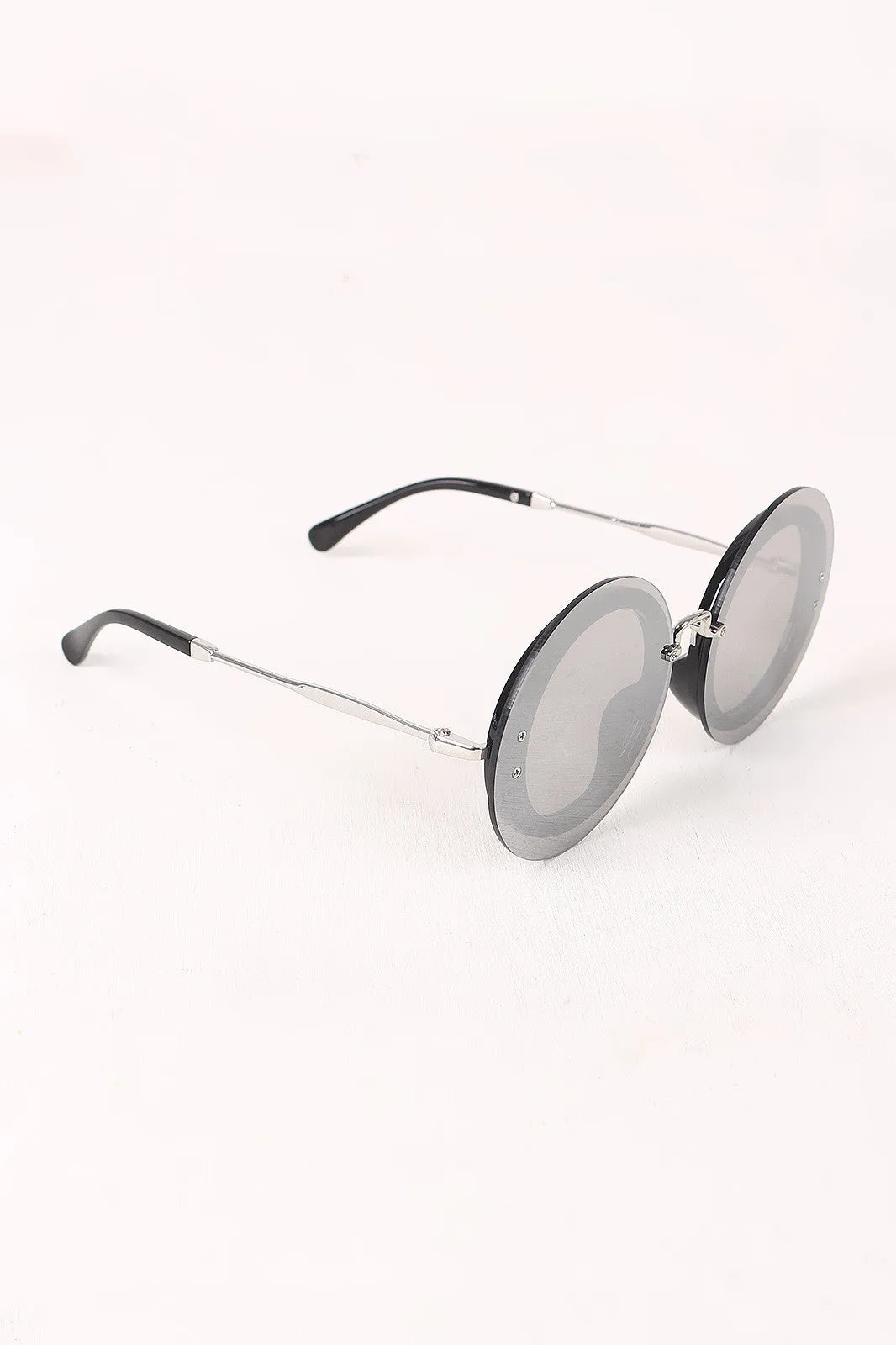 Rimless Round Mirrored Sunglasses