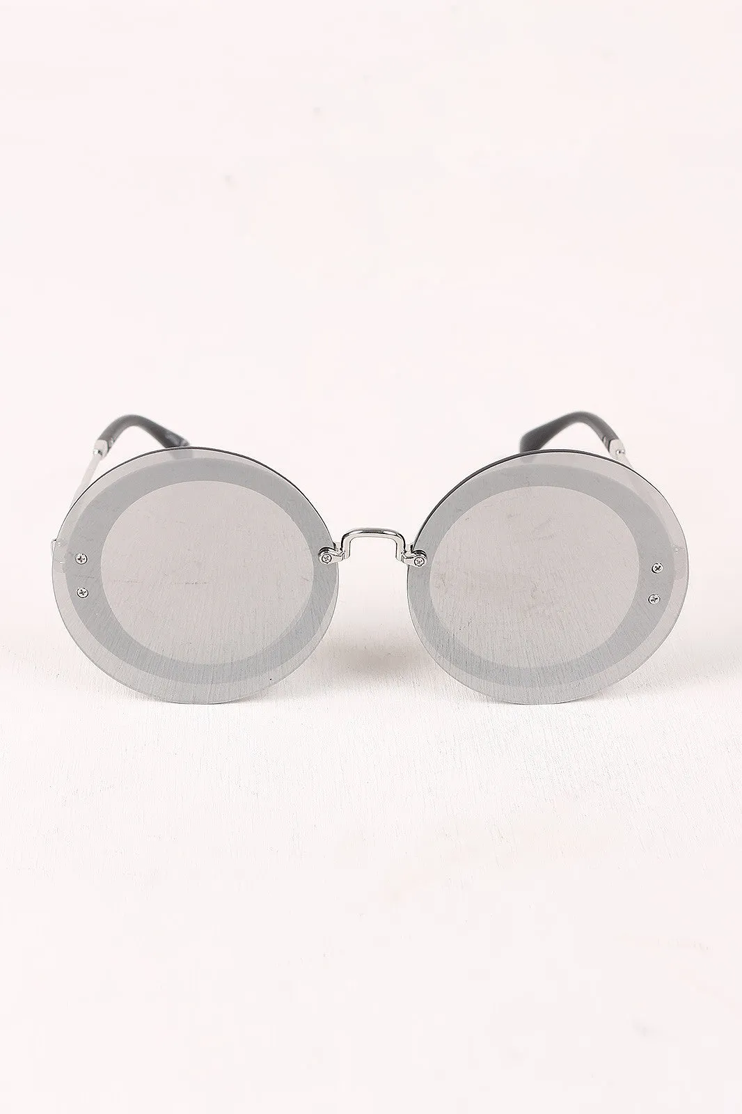 Rimless Round Mirrored Sunglasses