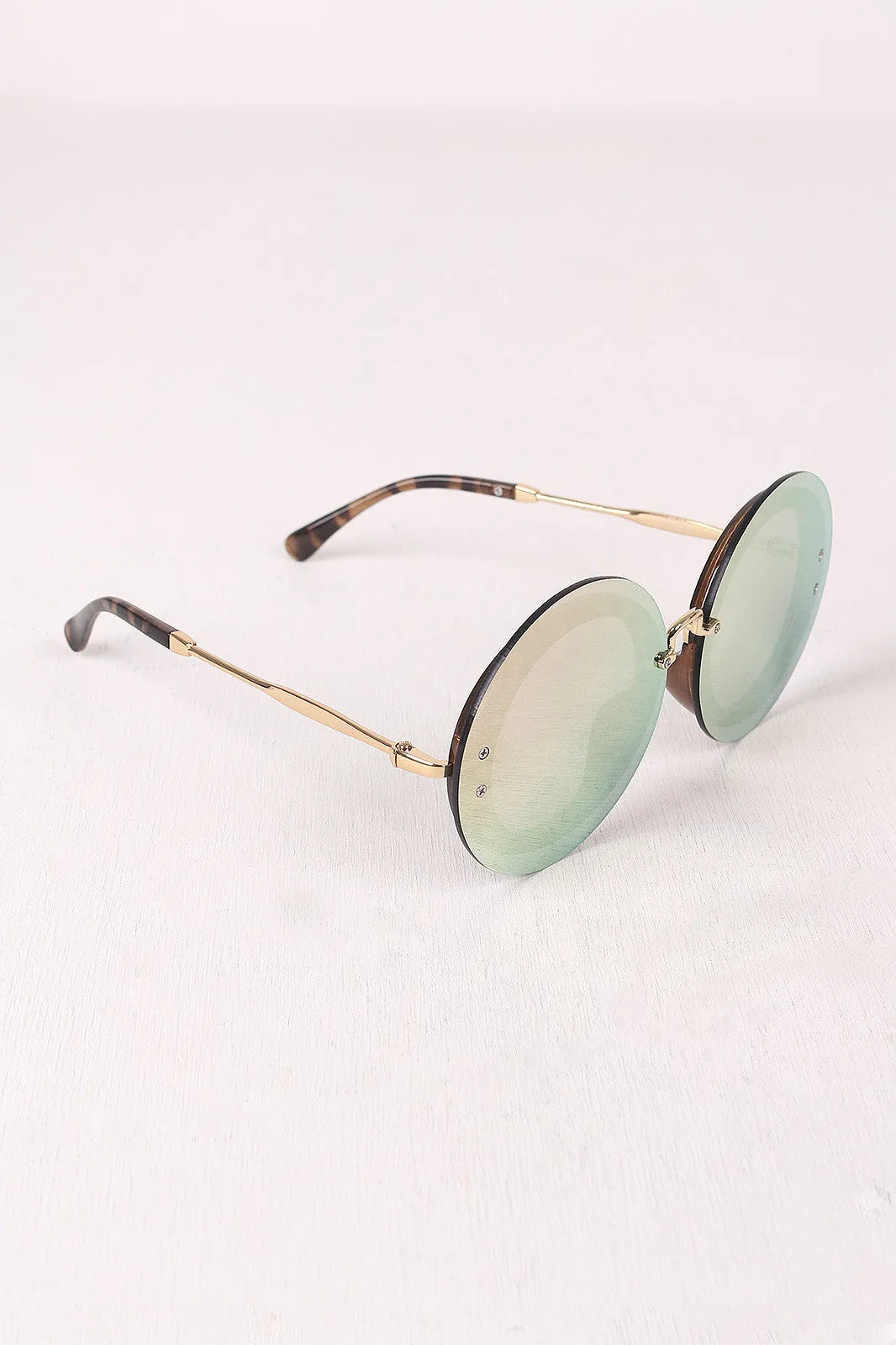 Rimless Round Mirrored Sunglasses