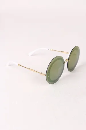 Rimless Round Mirrored Sunglasses