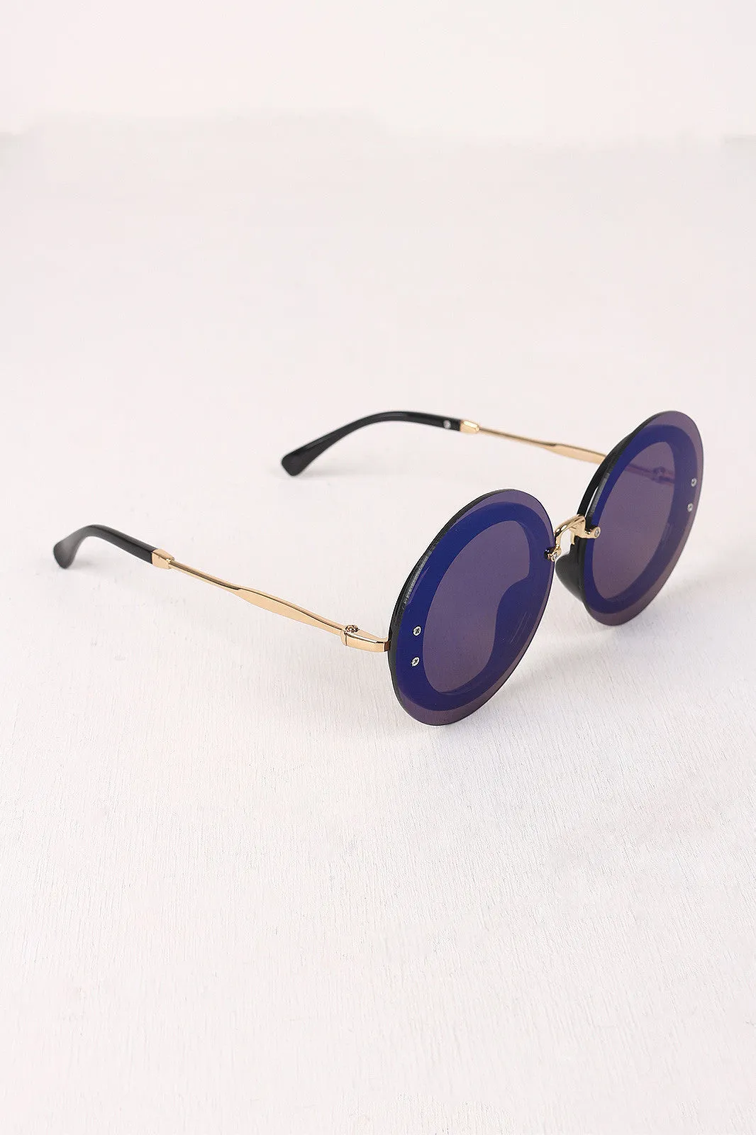 Rimless Round Mirrored Sunglasses