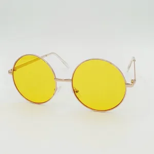 Round 2 1/4” Metal Frame Sunglasses - Yellow