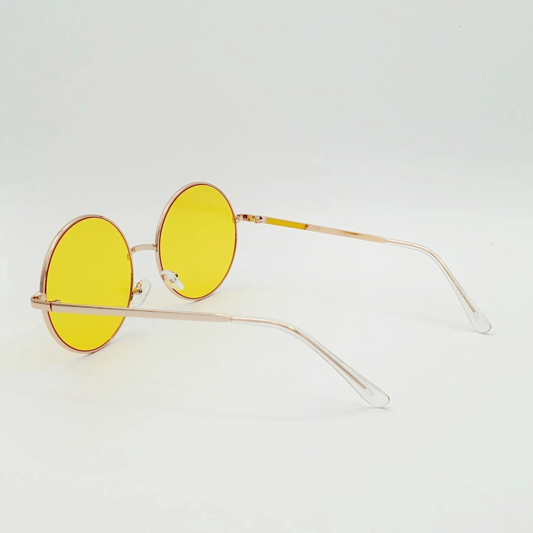 Round 2 1/4” Metal Frame Sunglasses - Yellow