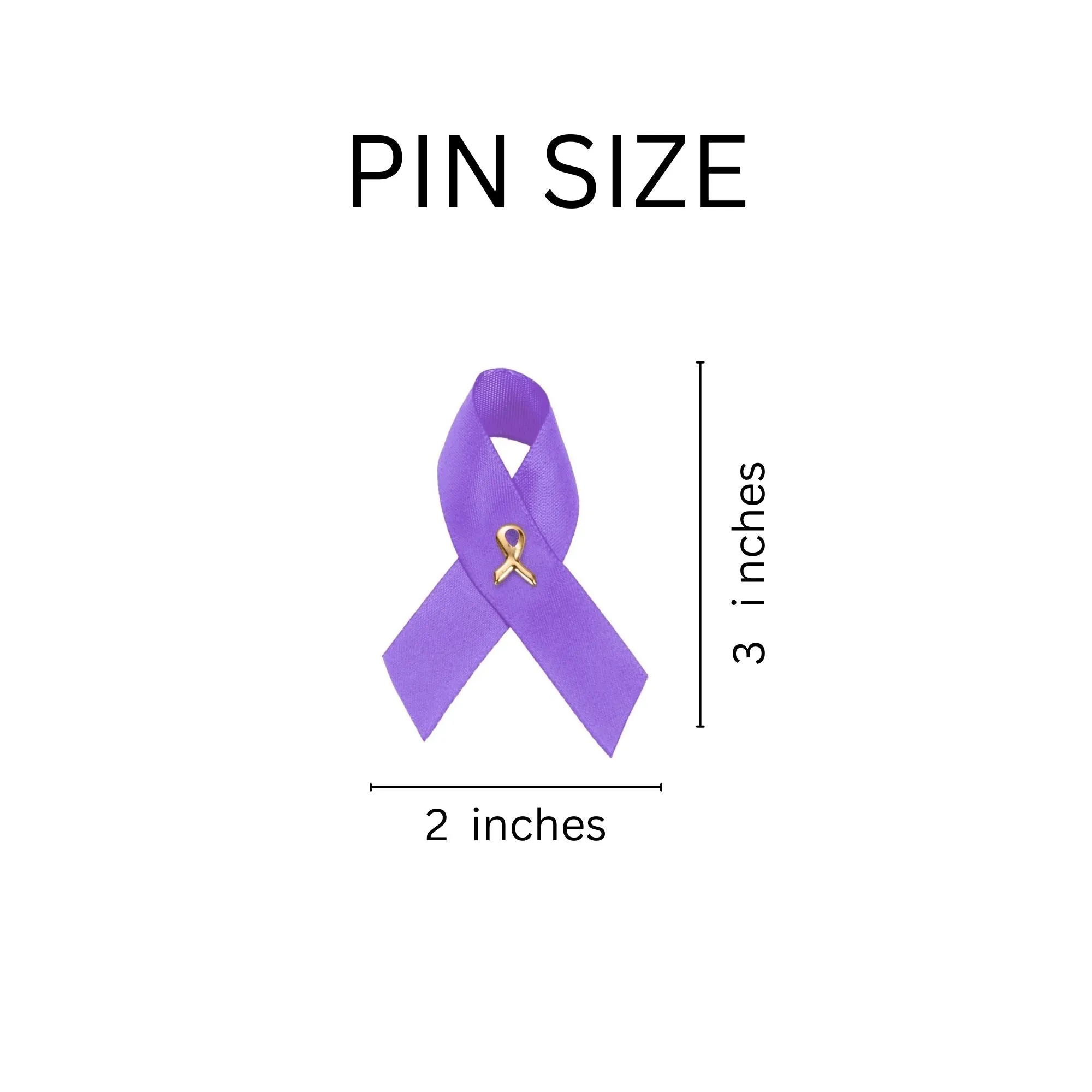 Satin Purple Ribbon Awareness Pins