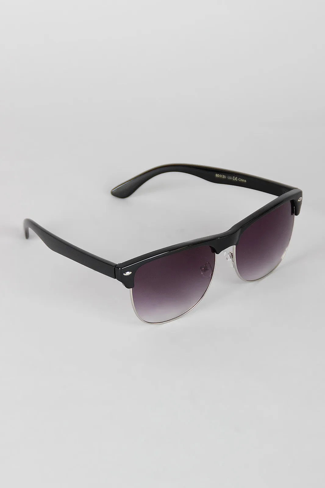 Semi-Rimless Metal and Plastic Sunglasses