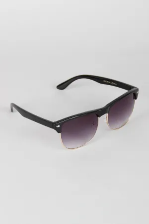 Semi-Rimless Metal and Plastic Sunglasses