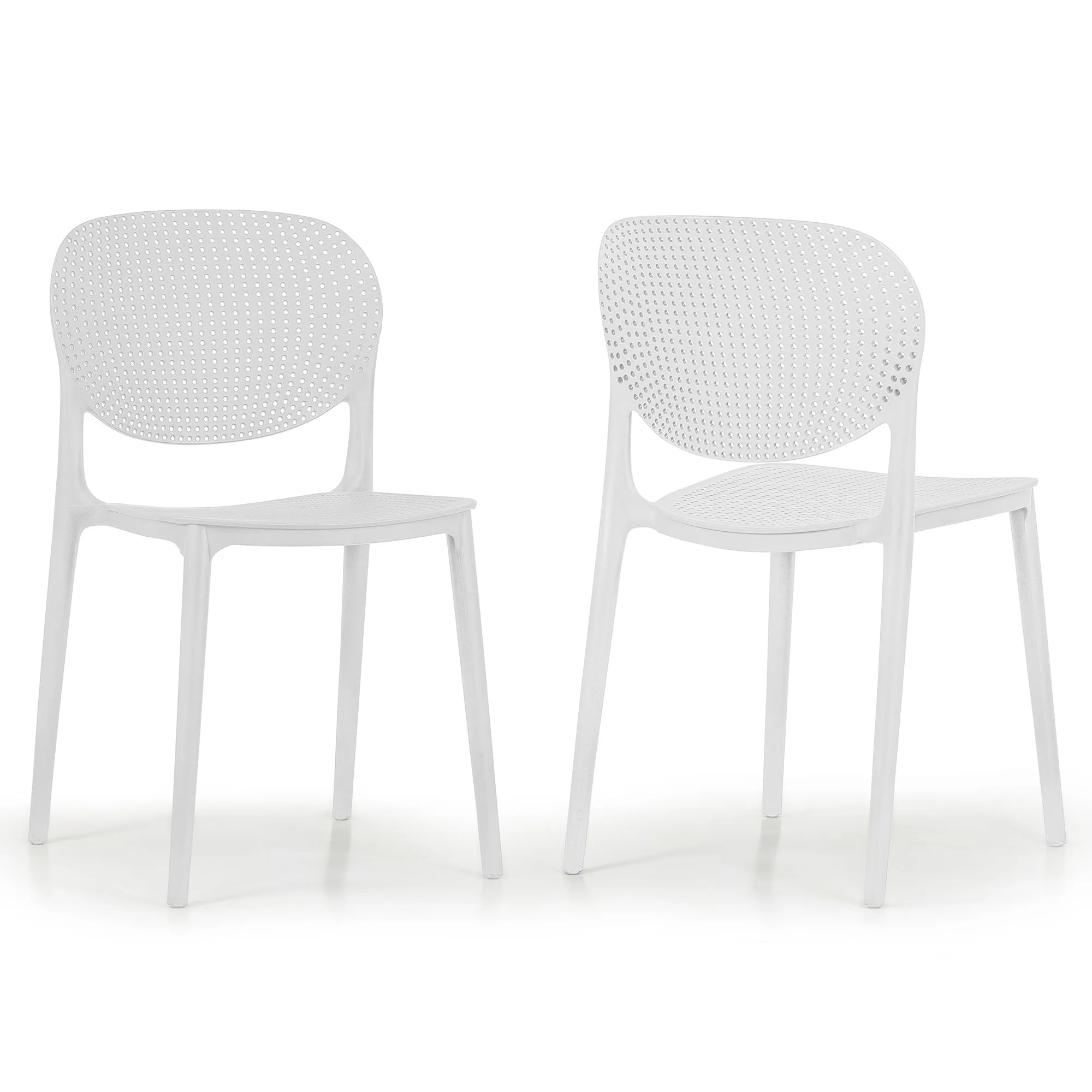 Set of 2 Balin White Plastic Dining Chairs