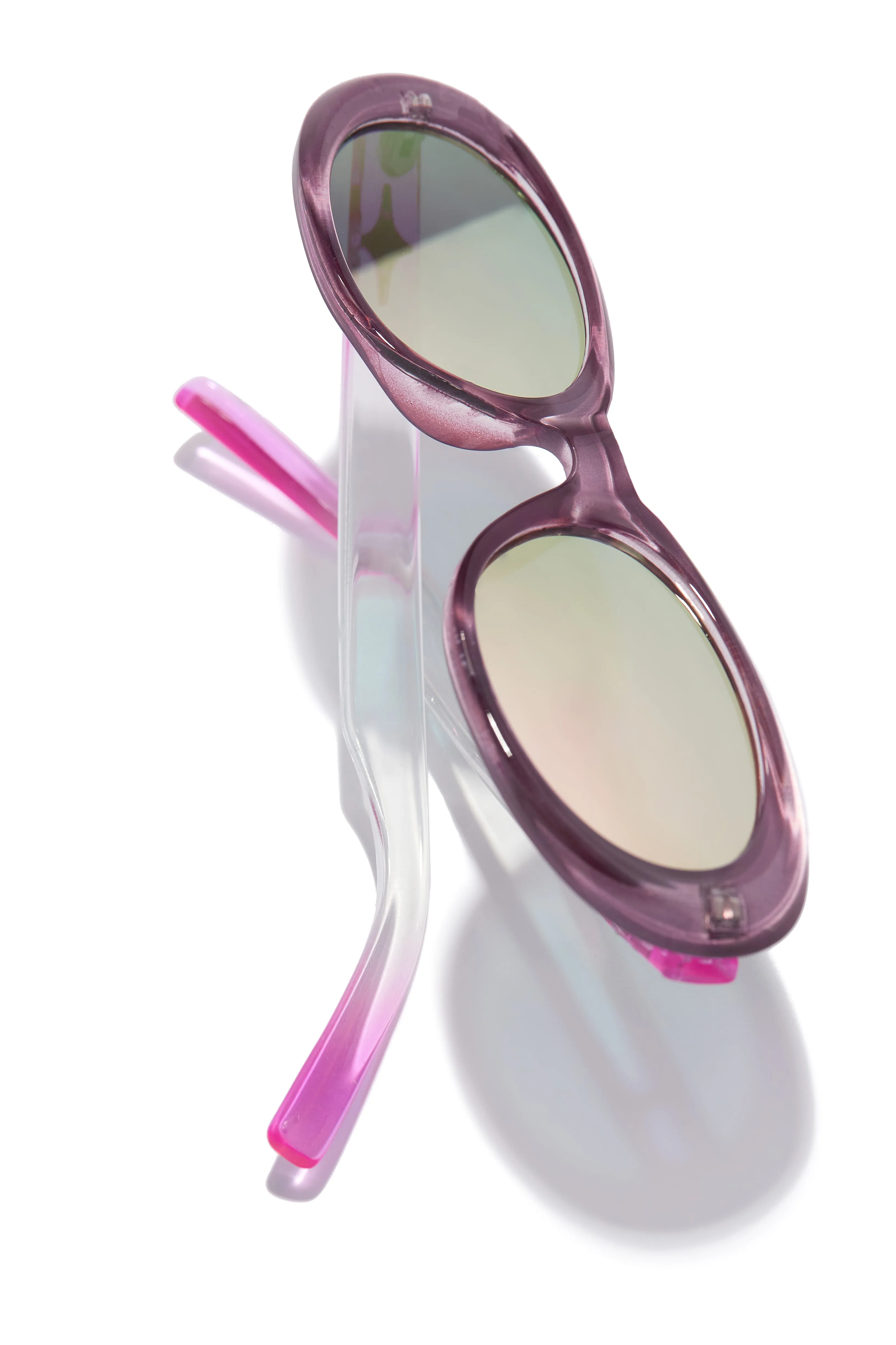 Skyline Views Oval Shaped Sunglasses - Clear/ Pink