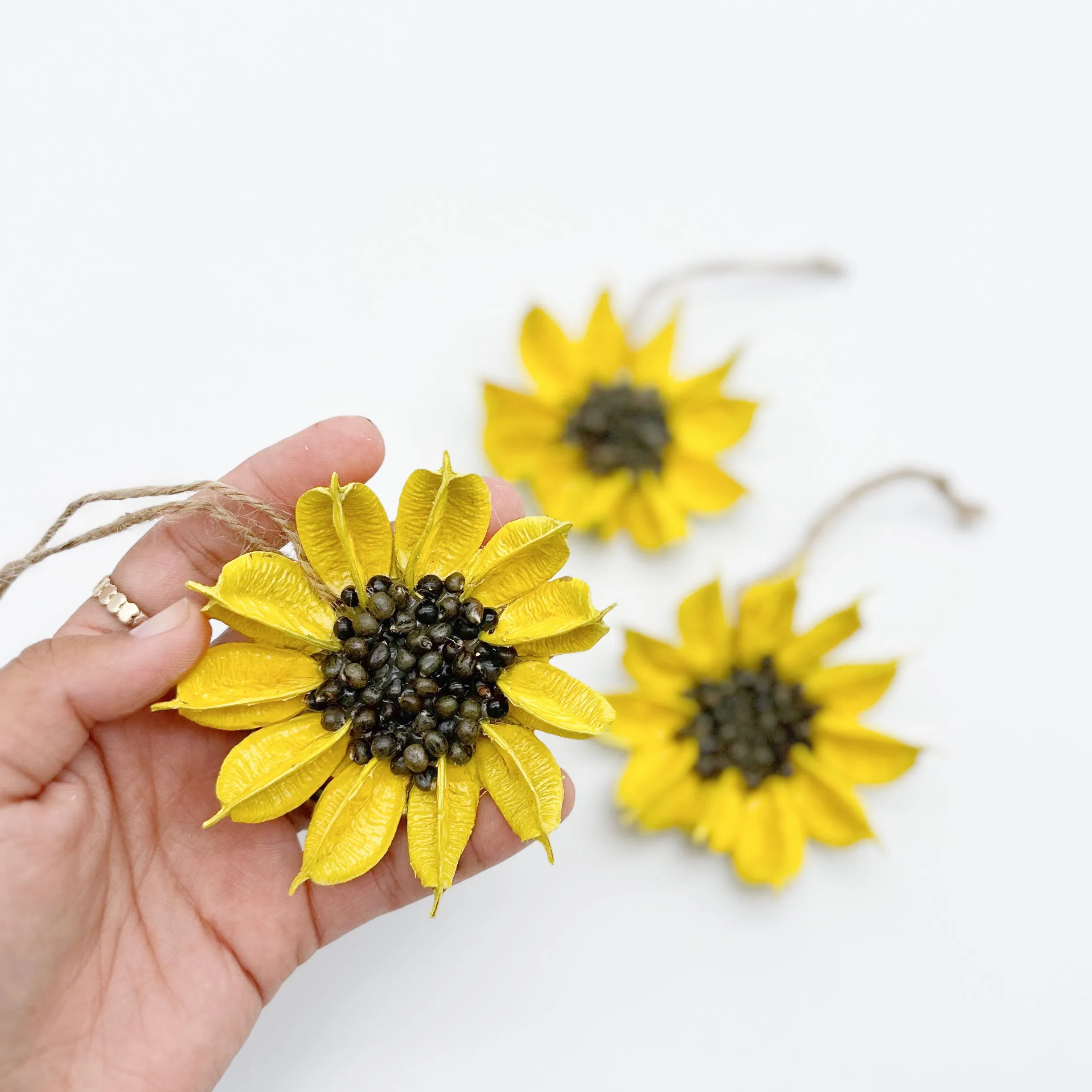 Small Yellow Cotton Sunflower Ornament