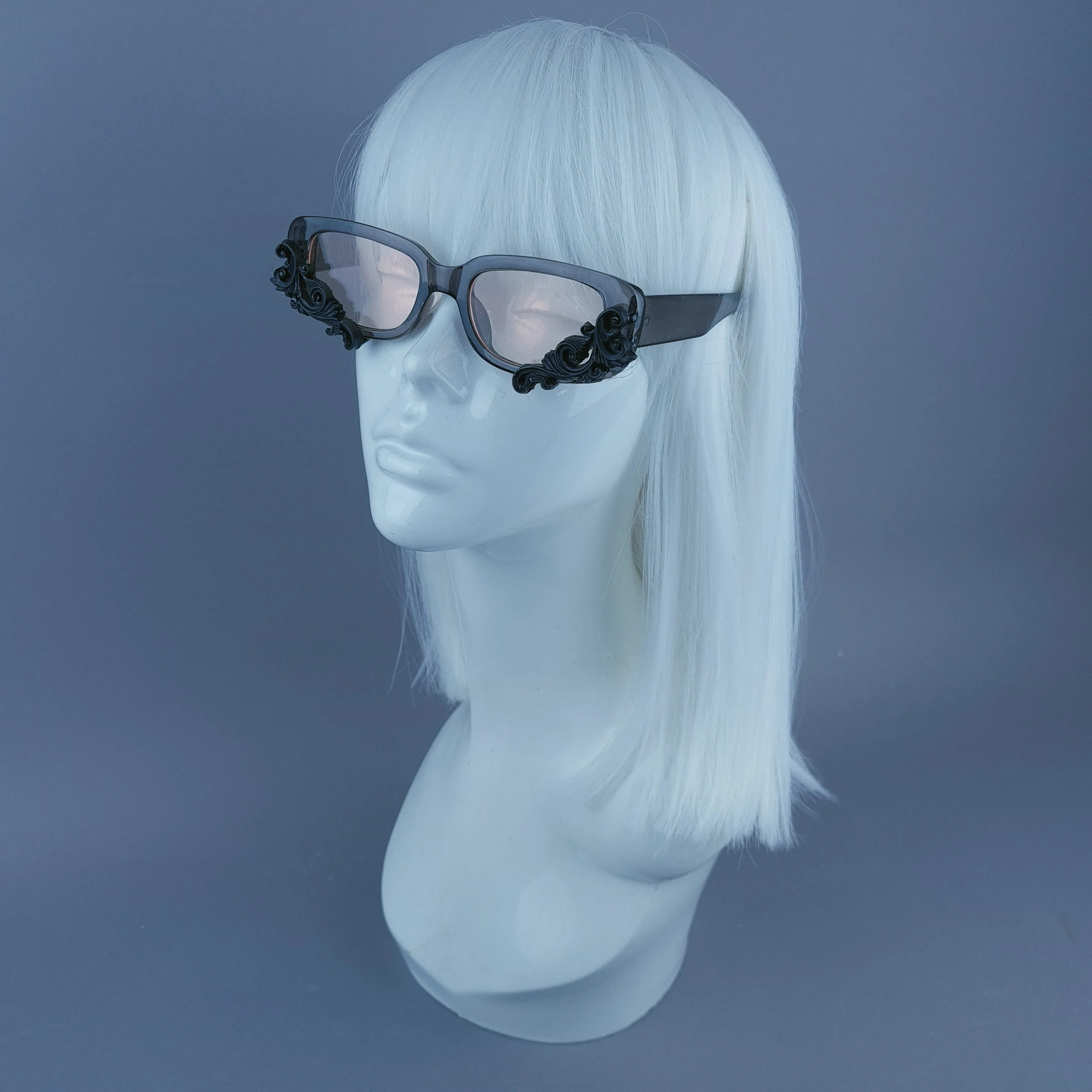 Square Grey Jelly Filigree Sunglasses