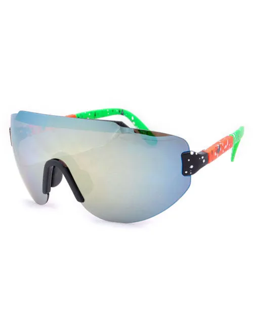 STEEZ Orange/Green Sports Sunglasses