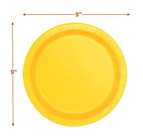 Sunflower Yellow Paper Dinner Plates and Luncheon Napkins (Serves 16)