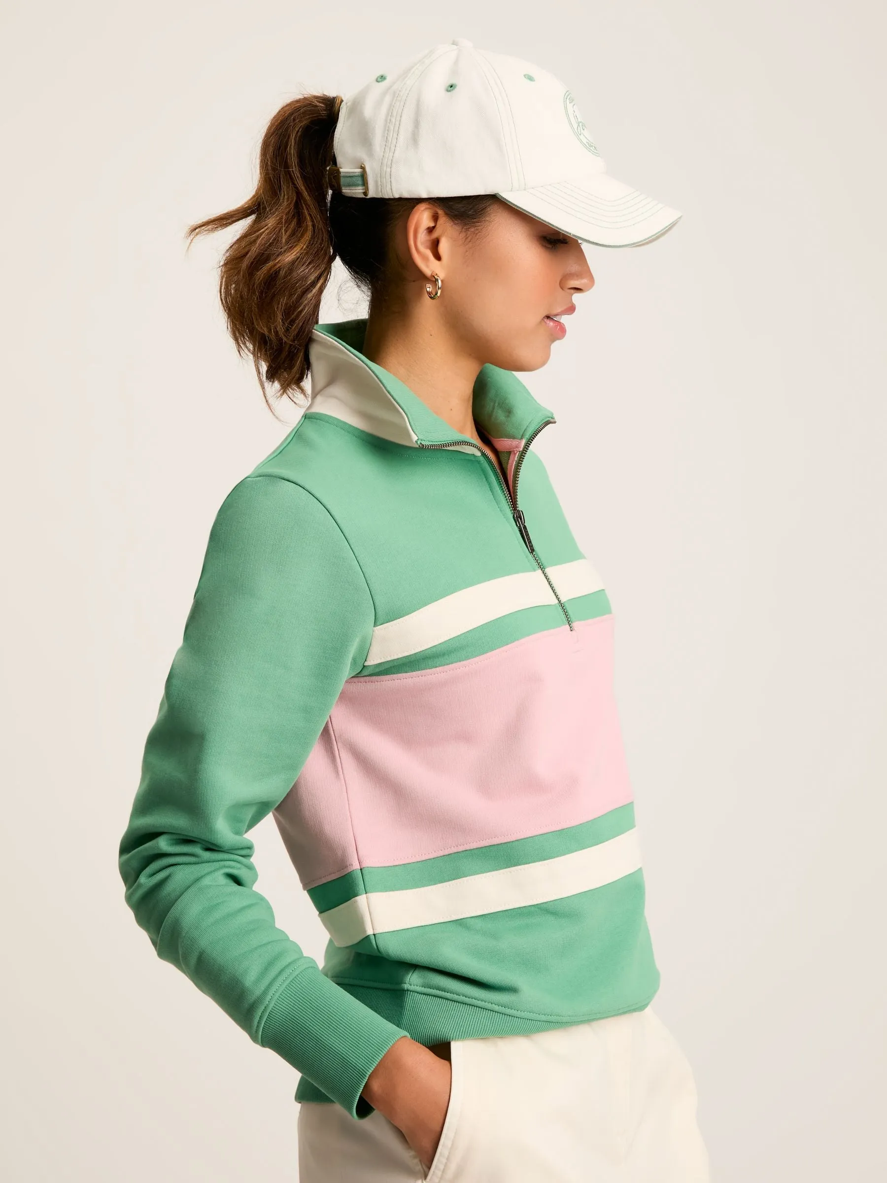 Tadley Green/Pink Quarter Zip Sweatshirt