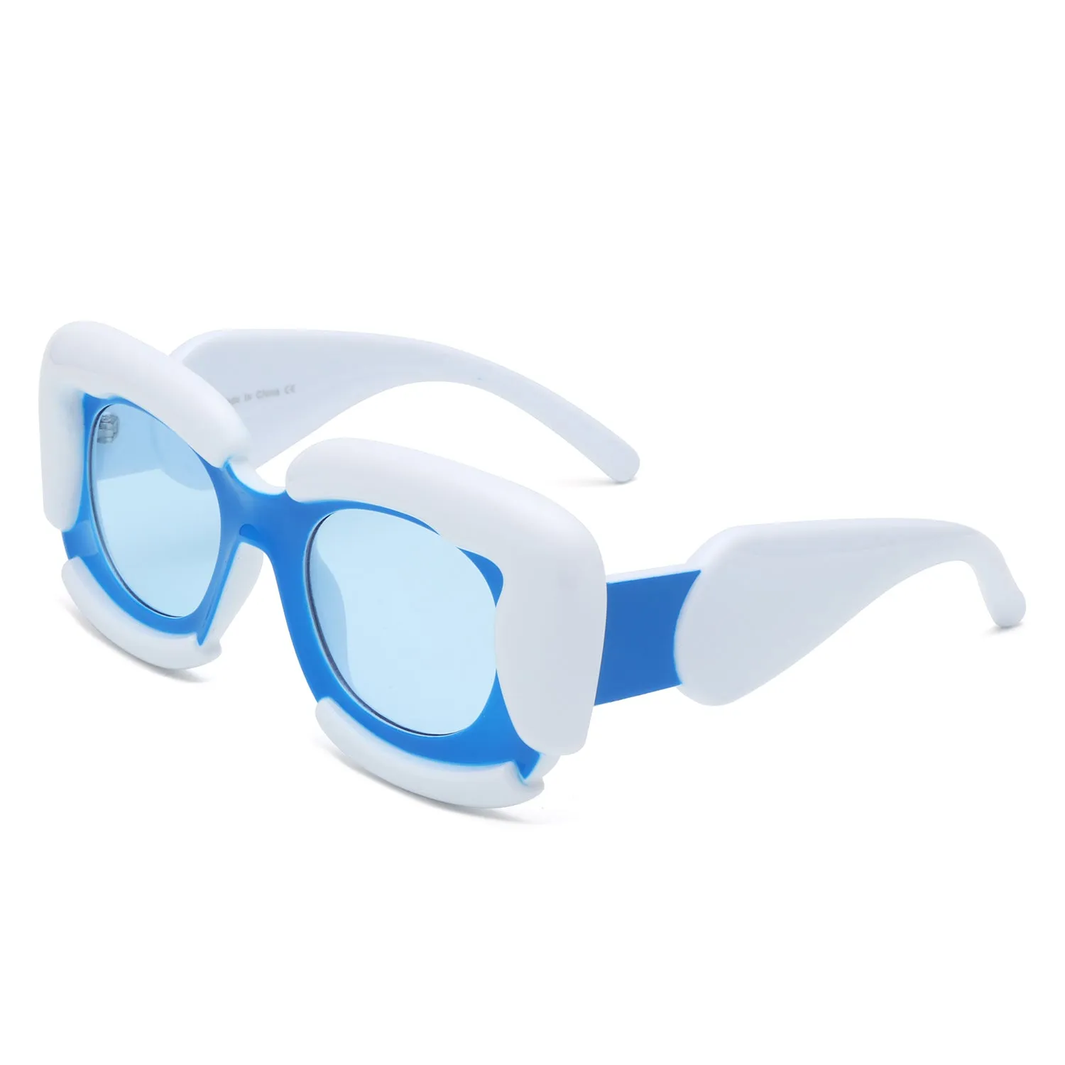 Twirl - Square Geometric Irregular Chunky Fashion Futuristic Sunglasses