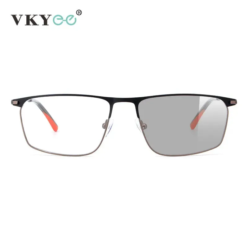 Vicky Men's Full Rim Square Stainless Steel Photochromic Reading Glasses 2065