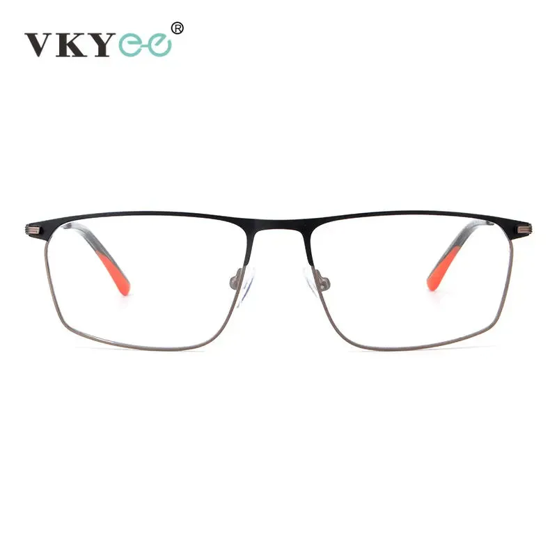 Vicky Men's Full Rim Square Stainless Steel Photochromic Reading Glasses 2065