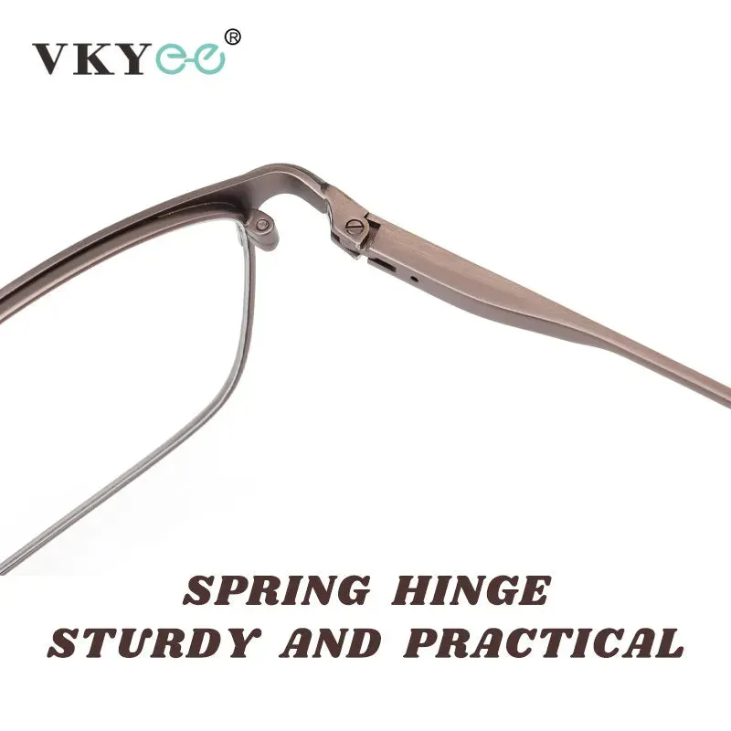 Vicky Men's Full Rim Square Stainless Steel Photochromic Reading Glasses 2065