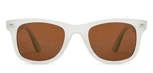 Vincent Chase By Lenskart | White Green Brown Full Rim Square | Branded Latest and Stylish Sunglasses | Polarized and 100% UV Protected | Men & Women | Large | VC S5147/P