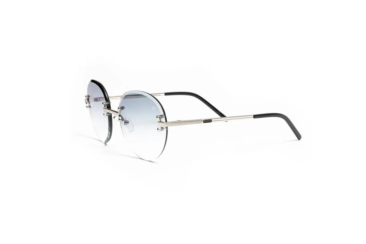 VINTAGE CLASSIC C Silver Sunglasses, Gradient Grey Lenses