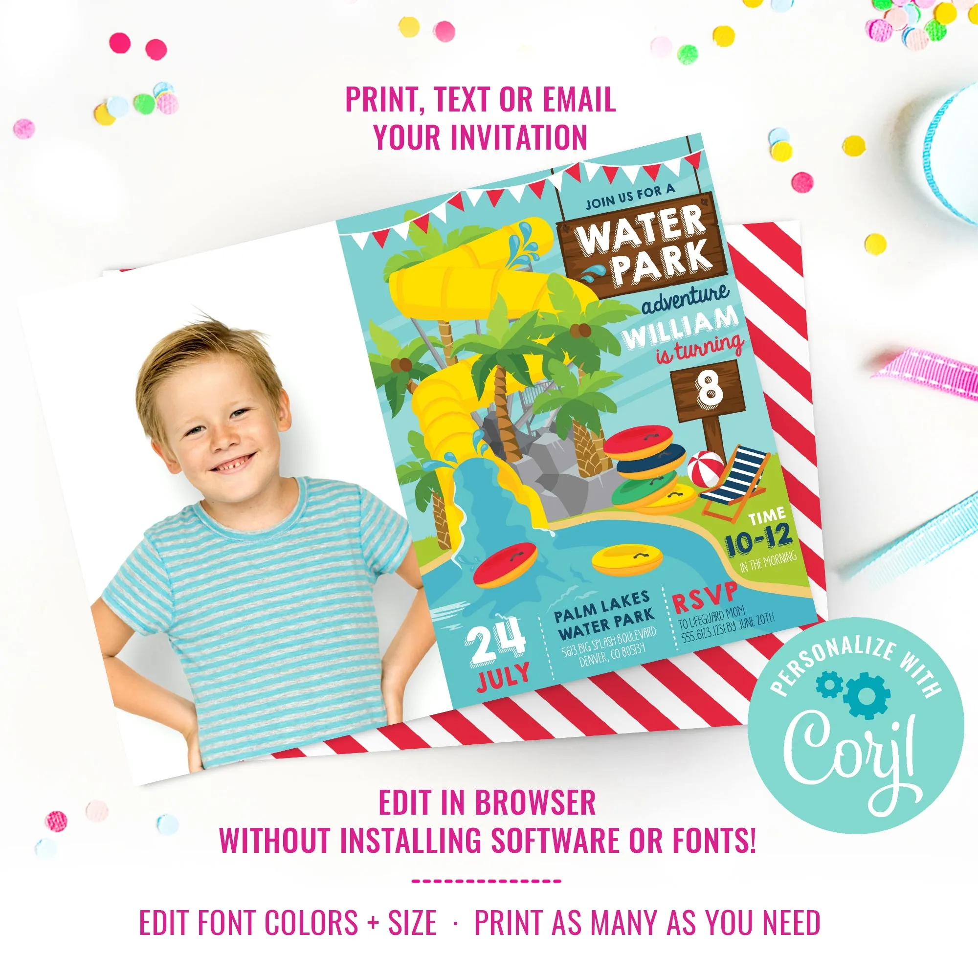 Waterpark Party Photo Invitation | Pool Party Fun