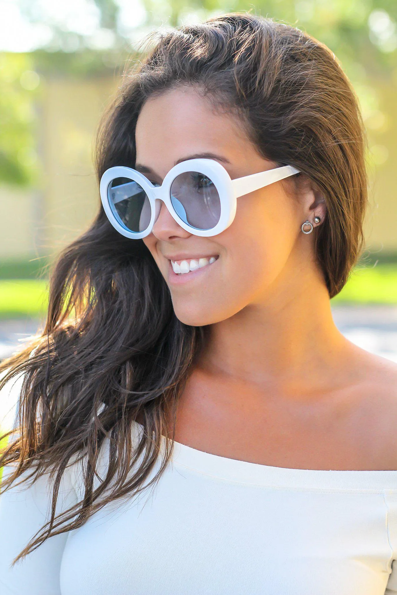 White Round Sunglasses