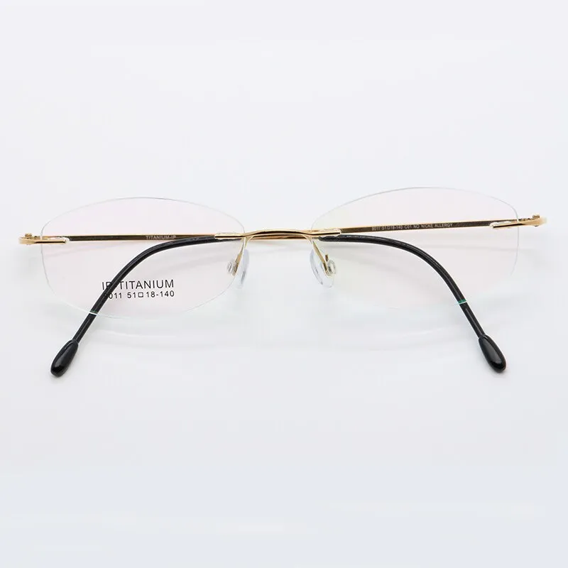 Women's Rimless Titanium Frame Eyeglasses Customizable Lenses 9011