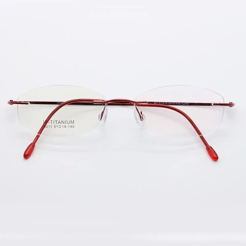 Women's Rimless Titanium Frame Eyeglasses Customizable Lenses 9011