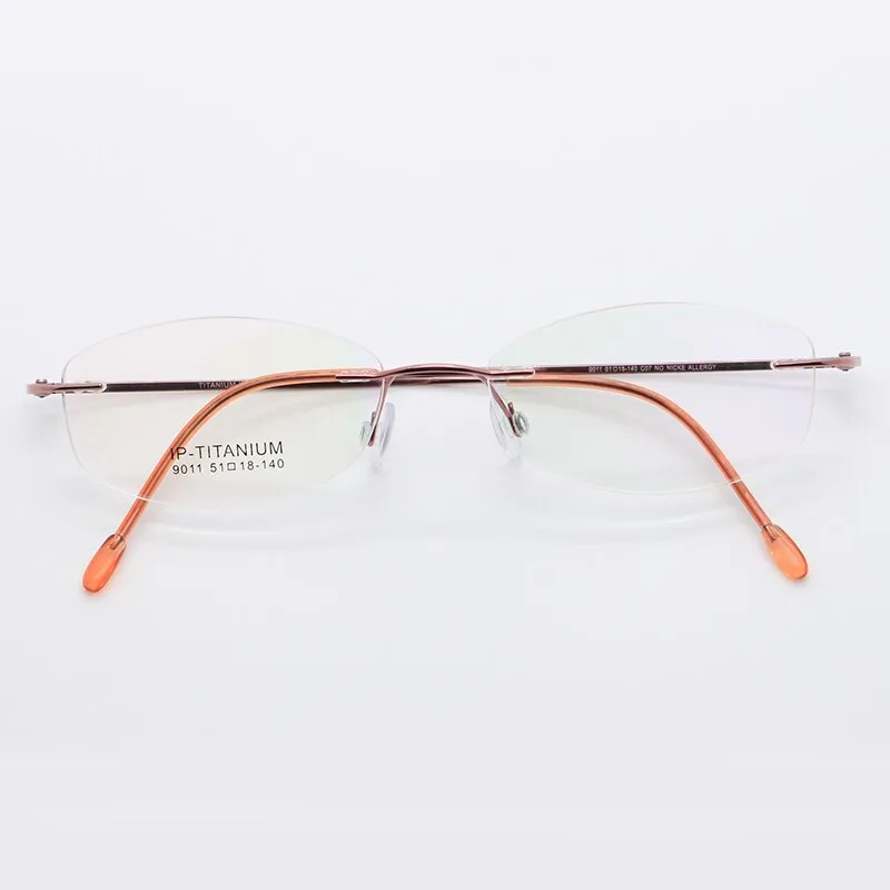 Women's Rimless Titanium Frame Eyeglasses Customizable Lenses 9011