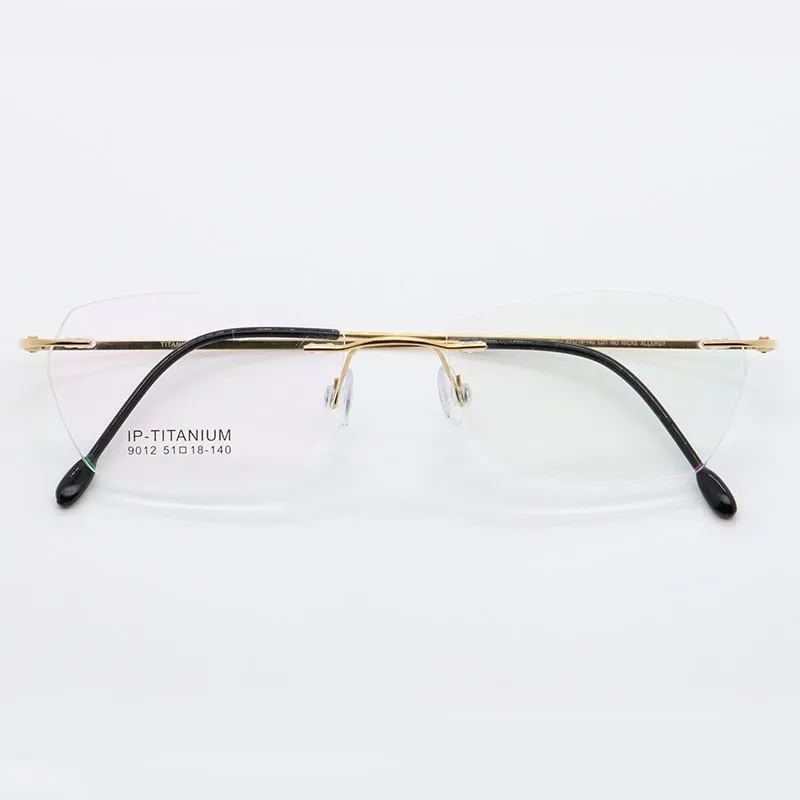 Women's Rimless Titanium Frame Eyeglasses Customizable Lenses 9012