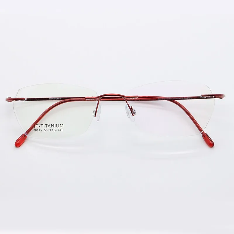 Women's Rimless Titanium Frame Eyeglasses Customizable Lenses 9012