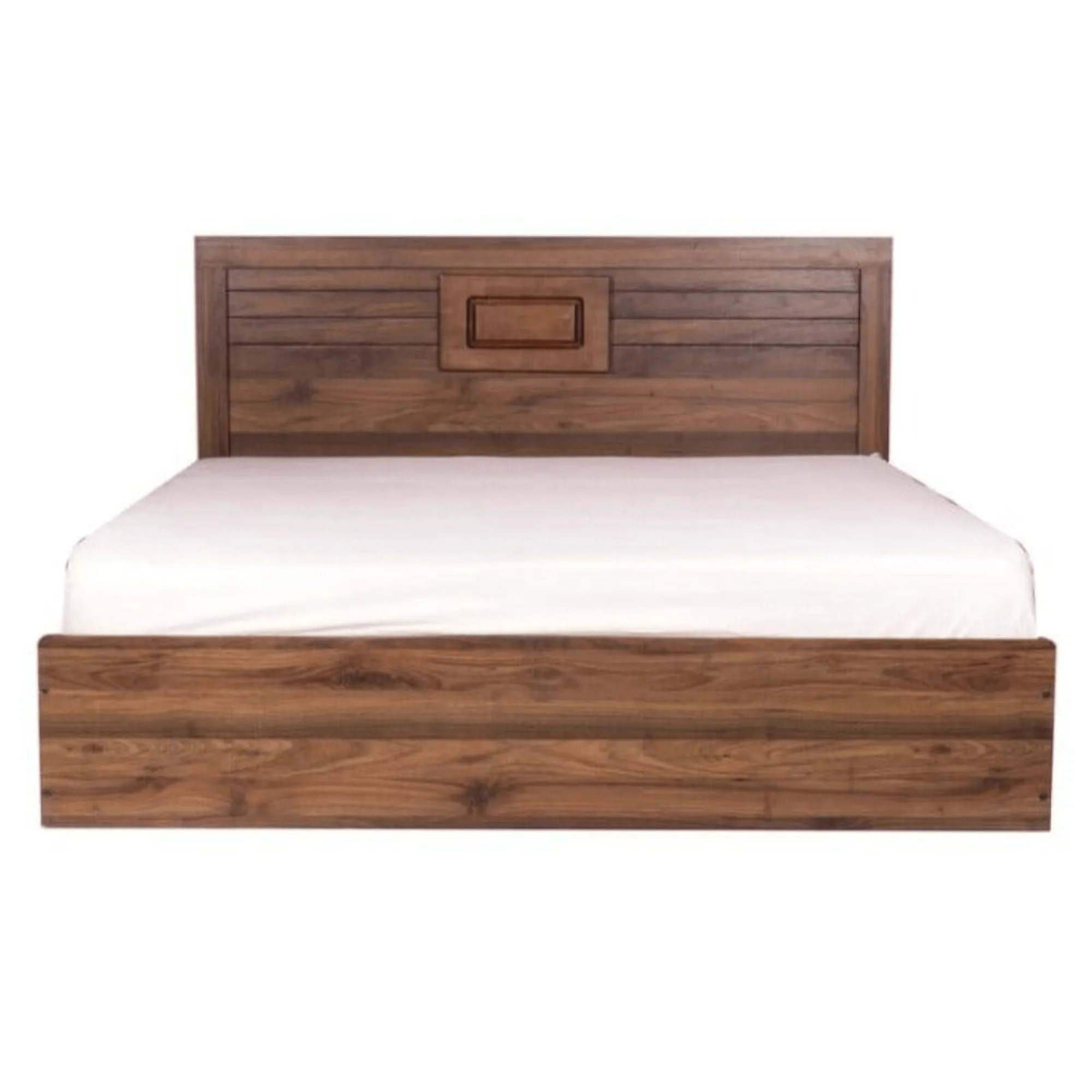 Wooden Twist Camp Exemplary Storage Queen Size Bed Acacia Wood with 2 Bedside Tables in Walnut Finish Sturdy and Elegant Bedroom Set