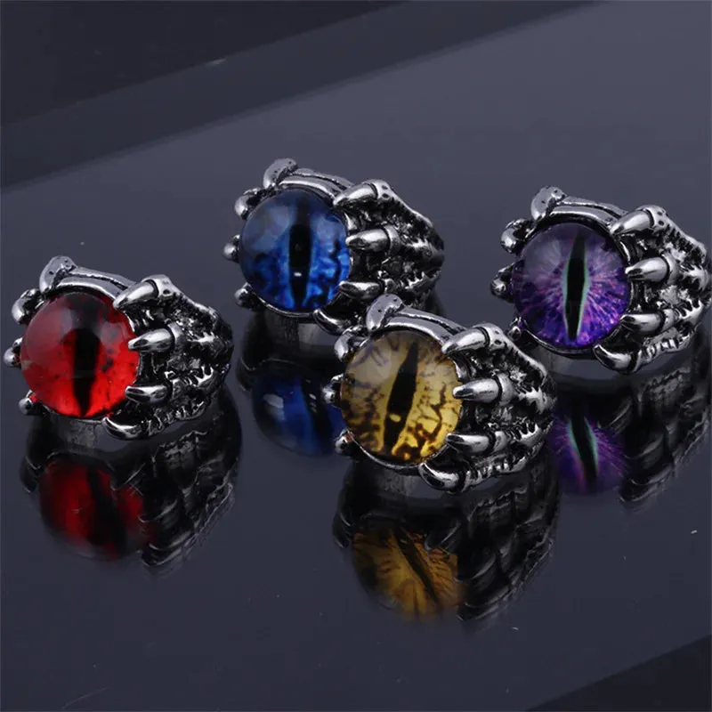 Wu's 2022 New Retro Jewelry Rings Gothic Rings Unisex Punk Skull Rock Hip Hop Adjustable Gift Jewelry Evil Eye/Dragon Claw