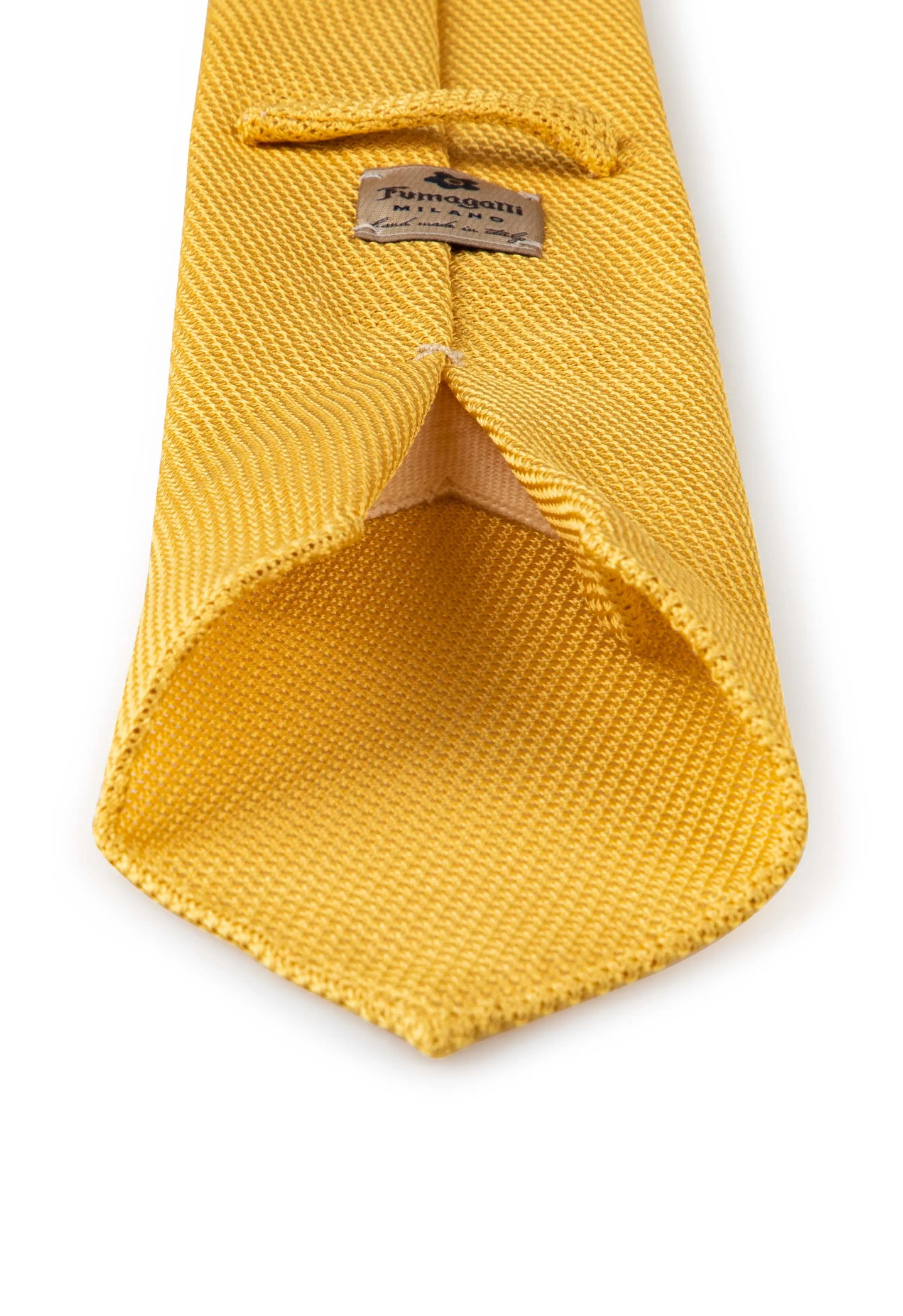 YELLOW GARZA FINA GRENADINE SILK HAND MADE TIE UNLINED- FUMAGALLI 1891