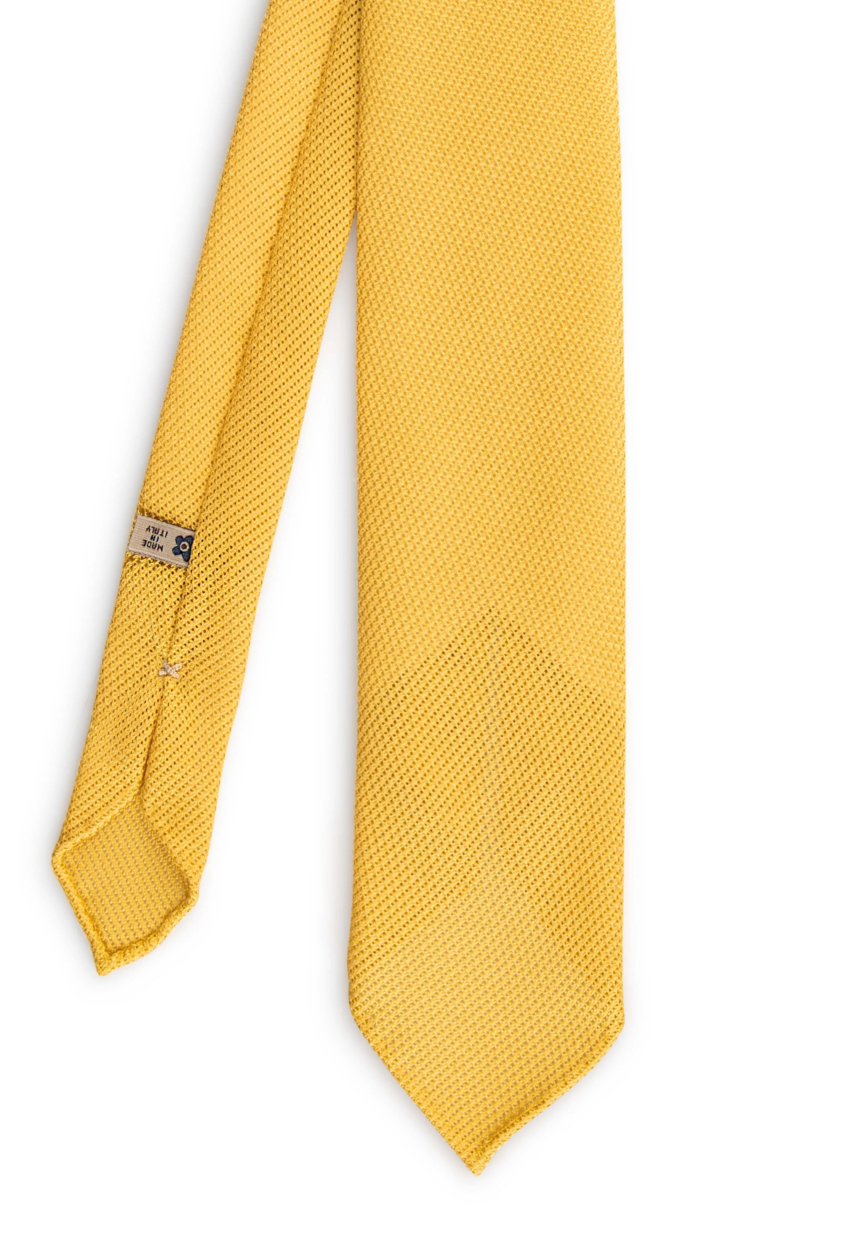 YELLOW GARZA FINA GRENADINE SILK HAND MADE TIE UNLINED- FUMAGALLI 1891