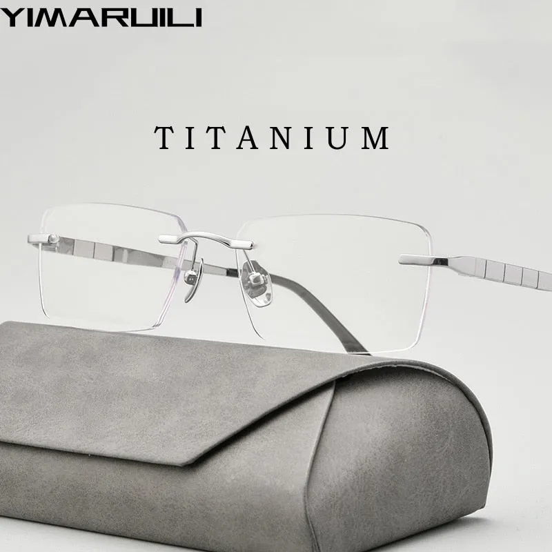 Yimaruili Men's Rimless Square Titanium F91092t