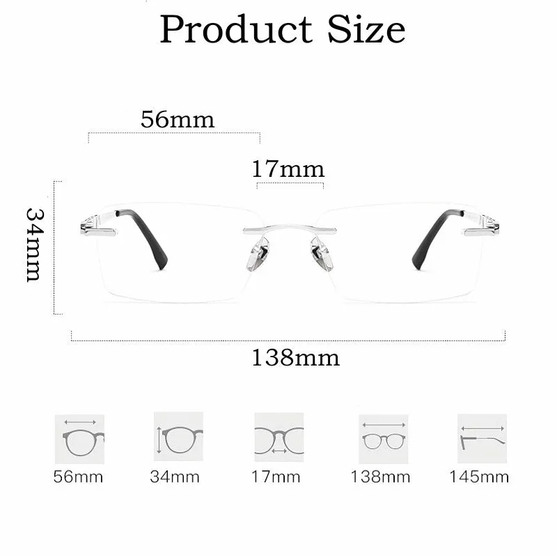 Yimaruili Men's Rimless Square Titanium F91092t