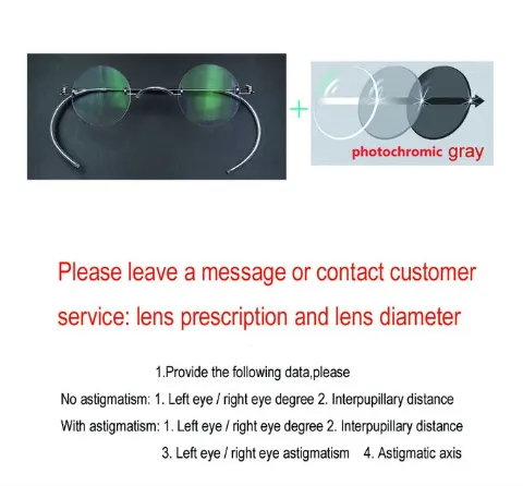 Yujo Unisex Rimless Small Round Stainless Steel Screwless Eyeglasses Y085