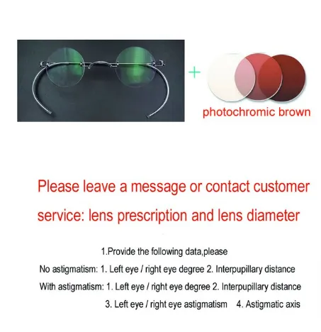 Yujo Unisex Rimless Small Round Stainless Steel Screwless Eyeglasses Y085